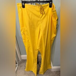 WonderWink Origins Women's Drawstring Flare Leg Scrub Pants 5026 2X Tall Yellow